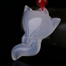 Hermoso chino hecho a mano Natural de ágata blanca Jade tallado de Fox zorro lindo colgante de bendición de la suerte + cuerda collar de joyería fina 2024 - compra barato