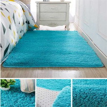 Alfombra gruesa de pelo SEDA lavada para dormitorio, manta rectangular moderna europea, de pelo largo, antideslizante, de seda 2024 - compra barato