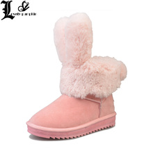 Botas con Orejas de conejo para mujer, zapatos de algodón gruesos y cálidos, impermeables y de terciopelo, para invierno, envío gratis, L121, 2021 2024 - compra barato