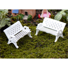 DIY White Park Bench Seat Moss Bottle Mini Garden Ornament Miniature Park Seat Bench Craft Fairy Dollhouse Chrismtas Decor 2024 - buy cheap