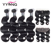 Yyong Hair Body Wave Bundles With Frontal Closure Ear To Ear Lace Frontal With Bundles 4 Bundles Brazilian 100% Remy Human Hair 2024 - buy cheap