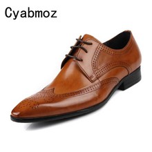 Men's natrual leather business dress suit shoes men Bullock genuine leather lace up wedding shoes Pointed Toe Man Shoes Oxfords 2024 - buy cheap