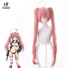 Rolecos milim nava cosplay cabelo que o tempo eu tenho reencarnado como um lodo cosplay 90cm longo rosa cabelo feminino tensei shitara lodo d 2024 - compre barato