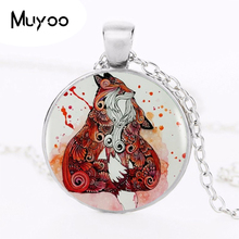 2017 Fox with Her Baby Pendant Choker Statement Round Necklace For Women Dress Accessories Glass Dome Jewelry HZ1 2024 - buy cheap