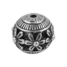 DoreenBeads Zinc Based Alloy silver color Spacer Beads Round Flower Pattern 17mm x 17mm( 5/8"), Hole: Approx 1.9mm, 3 PCs 2024 - buy cheap