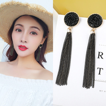 Wholesale New Fashion Golden Silver Plated Dangle Hanging Black Rhinestone Long Drop Earrings For Women Jewelry brincos bijoux 2024 - buy cheap