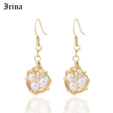 Irina Trendy Korea Design Metal Gold Geometric Irregular Circle Square  Imitation Pearl Drop Earrings for Women Girl Gift 2019 2024 - buy cheap