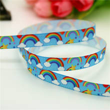 DHK 3/8'' Free shipping rainbow printed grosgrain Ribbon headwear hair bow diy party decoration wholesale OEM 9mm B1506 2024 - buy cheap