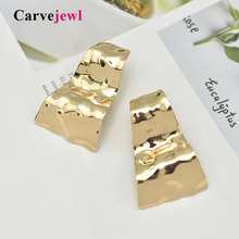 Carvejewl big stud earrings unique bumpy waved trapezoid stamping stud earrings for women jewelry girl gift European earrings 2024 - buy cheap