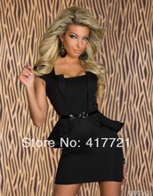 Banquet Dresses In 2015 Cheap New Design Sexy Women Summer Dress Short Sleeves Patchwork Sexy Party Wear Black Dress With Belt 2024 - buy cheap