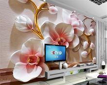 Beibehang-papel tapiz fotográfico 3D para pared, pintura decorativa floral moderna a la moda, Phalaenopsis en relieve 2024 - compra barato