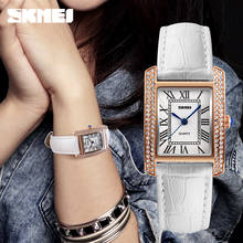 Новые женские часы роскошного бренда SKMEI наручные часы с квадратным циферблатом из натуральной кожи модные женские повседневные кварцевые часы 2024 - купить недорого