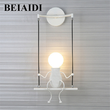 BEIAIDI Modern Indoor LED Wall Lamp Creative Mounted Iron Wall Sconce for Kids Baby Cartoon Doll Bedroom Corridor Wall Light 2024 - buy cheap