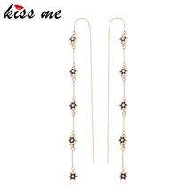 KISS ME 3 Colors Enamel Stars Alloy Line Long Dangle Earrings Fashion Jewelry Christmans Gifts 2024 - buy cheap