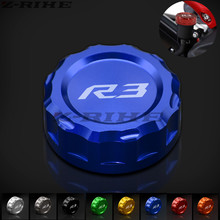 С логотипом: R3 синяя/красная/Черная Алюминиевая Крышка Резервуара тормозной жидкости CNC для мотоцикла YAMAHA YZF R3 YZFR3 2015 2016 2024 - купить недорого