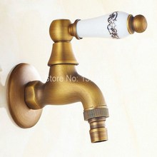 Antique Brass Single Ceramic Flower Pattern Handle washer faucet wall mounted Laundry bathroom Mop Water Tap aav132 2024 - buy cheap