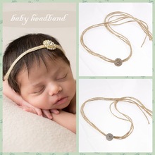 Yundfly Newborn Rhinestone Headband DIY Flower Craft Decor Hemp Rope Hair Bands Baby Kids Headwear Birthday Gift Photo Props 2024 - buy cheap