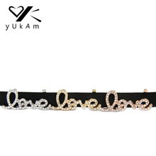 YUKAM-abalorios con diamantes de imitación para mujer, pulsera de malla de acero inoxidable, con diseño de amor, para fabricación de joyas 2024 - compra barato