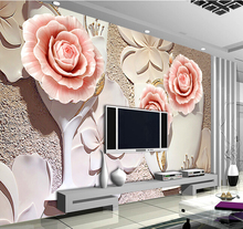 Papel DE pared personalizado floral, murales rosas 3 d para la sala DE estar dormitorio restaurante TV fondo DE pared impermeable papel tapiz 2024 - compra barato