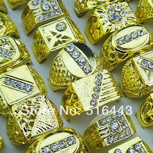 Hot Selling Cool Mix Style 10pcs Czech Rhinestones Gold Plated Fashion Mens Rings Wholesale Jewelry Lots A-047 2024 - buy cheap