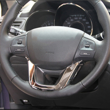 Vciic capa automotiva para decoração, adesivo cromado para volante em abs para kia rio k2 2011 2012 2013 2014 2024 - compre barato