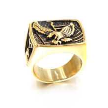 Новое кольцо из нержавеющей стали в стиле панк с животным орлом, мужское кольцо, роскошное золотистое кольцо с изменяемым размером, ювелирные изделия на палец, никогда не выцветают, одноцветные, золотые, черные кольца 2024 - купить недорого