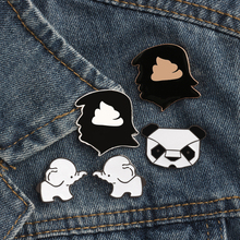 Broches criativos de metal, broche de metal com cabeça humana, broche em denim, bolsa com emblema, presente, animais, elefante, panda 2024 - compre barato