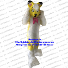 Yellow White Long Fur Furry Wolf Fox Husky Dog Fursuit Mascot Costume Adult Character Welcoming Banque High Quality zx663 2024 - buy cheap