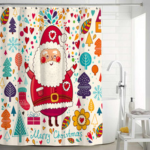 Christmas Santa Claus Waterproof Cute Shower Fabric Polyester Washable Mildewproof Bath Shower Curtain with Hooks for Bathroom 2024 - buy cheap