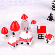 ZOCDOU 2 Pieces Cartoon Snowscape Castle Christmas New Year House Tower Small Figurine Crafts Figure Ornament Miniatures Deco 2024 - buy cheap