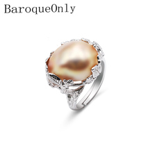 BaroqueOnly 925 Silver Ring 14-18mm Big Size Baroque Irregular Pearl Ring, Women Gifts RC 2024 - buy cheap