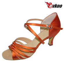 Evkoodance-zapatos de baile latino de Salsa para mujer, calzado de baile latino con tacón de 7cm, Material de cuero satinado o Pu, Evkoo-225 2024 - compra barato