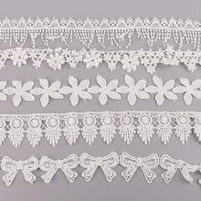 Cinta de encaje blanca hecha a mano, Material de bordado, accesorios de costura DIY, 1 yarda por lote 2024 - compra barato