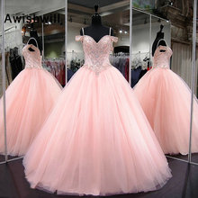 Long Quinceanera Dresses Ball Gown Off The Shoulder Sweet 16 Dress Crystal Beaded Tulle Debutante Gowns Vestidos de 15 Anos 2024 - buy cheap