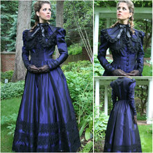 HIstory!Customer-made Blue Victorian dress 1860s Civil war Dress Scarlett  Theater Costume Halloween Renaissance Dress V-494 2024 - buy cheap