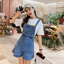 Denim Dress For Women 2019 Summer Cotton Chic Spaghetti Strap Dresses Female Vintage Multi Pocket Sundress AIYANGA 2024 - buy cheap