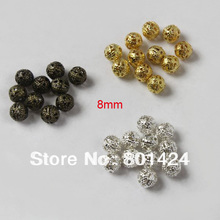 free shipping 66-17 400pcs 8mm Metal filigree ball spacer beads 2024 - buy cheap