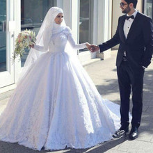 Saudi Arabia Turkey muslim Wedding Dresses Long Sleeve Lace Ball Gown Wedding Gown Bridal dress Vestido De Noiva 2024 - buy cheap