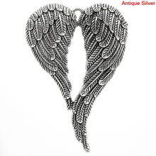 Doreenbeads pingentes charme anjo asa prata cor 6.9x4.7 cm, 5 peças (k10046) 2024 - compre barato