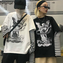 Neploe Harajuku Long Sleeve T Shirt Women Print Patchwork Striped O-neck Tops Female Vintage Casual Fake Two Pieces TShirt 39117 2024 - buy cheap