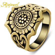 Ajojel-anillos de color dorado antiguo para hombre, diseño de flores, accesorios de joyería, nuevos 2024 - compra barato