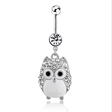 New Arrival Surgical Steel Dangle Navel Rings Animal Owl Navel Bars Fashion Belly Button Ring Crystal Piercing Body Jewelry Gift 2024 - buy cheap