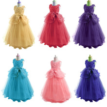 Новые Платья с цветочным узором для девочек детское вечернее платье с аппликацией без рукавов и объемным цветком бальное платье для папы и дочери на день рождения 2024 - купить недорого