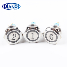 22mm Nickel plated brass metal push button switch led  number power word round momentary 6 pin terminal car switches 2024 - buy cheap