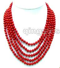 Luxuriant! SALE Red 6-7mm Round natural coral 18-23" 5 Strands neckalce with Big 40mm Red Shell Clasp-nec5691 Free shipping 2024 - buy cheap
