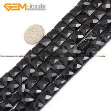 Gem-inside Natural Faceted Flat Square Black Agates Beads For Jewelry Making 8-14mm 15inches DIY Jewellery 2024 - buy cheap