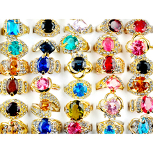 PINKSEE 10 шт. смешанные Роскошные Кристальные разразразы золотого цвета кольца для женщин Свадебные ювелирные изделия кольцо на палец подарки Оптовая продажа 2024 - купить недорого