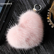 Brand Luxury Fur Fluffy Heart Cute Keychain Keyring For Car Key Backpacks Purse Bag Charms Jewelry Accessories Girlfriend Gift 2024 - buy cheap