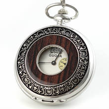 wholesale Unique Silver wood Roma mechanical pocket watch mi dial freeship 2024 - buy cheap