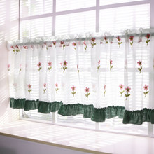 Pastoral Embroidery Half Curtain Flower Kitchen Sink Cabinet Curtain Gauze Panels Home Graden Bay Window Decor Curtain DL021-40 2024 - buy cheap